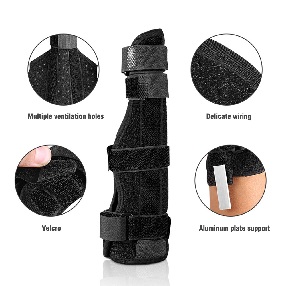 Close-up of aluminum plate and mesh ventilation on the finger brace