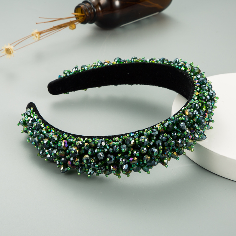 Crystal beadwork and smooth black inner lining