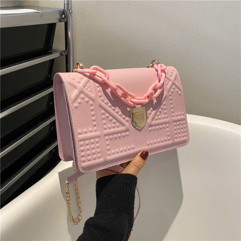 Hong Kong Style Ladies Bag Women's Summer New Fashion One-Shoulder Small Square Bag Simple Chain Ladies Messenger Bag
