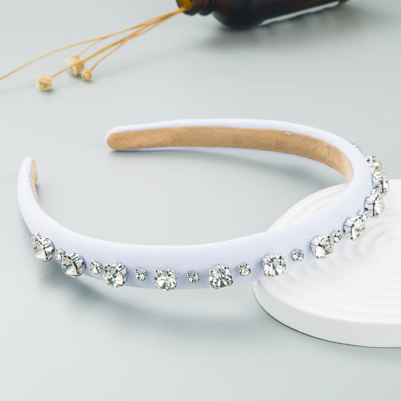 White slim curved rhinestone hair hoop