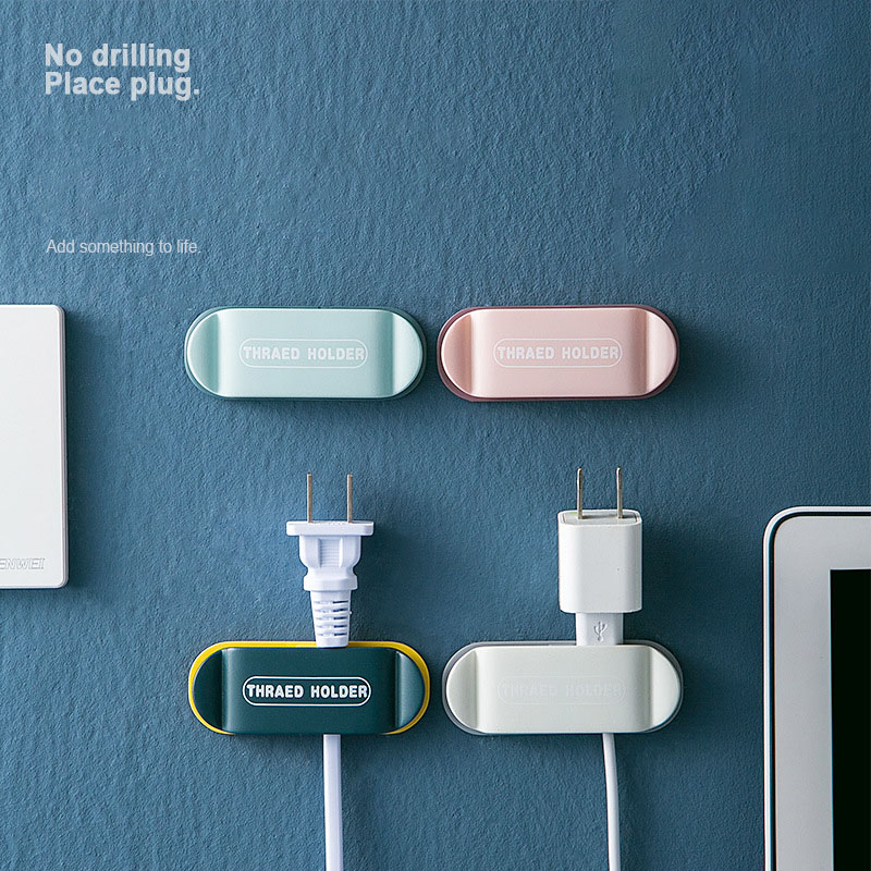 Creative Home Plug Sticky Hook Fixer Hanging Hook Wire Fixer Wire Hanging Storage Free Punching Fixed Clip Wire Organizer