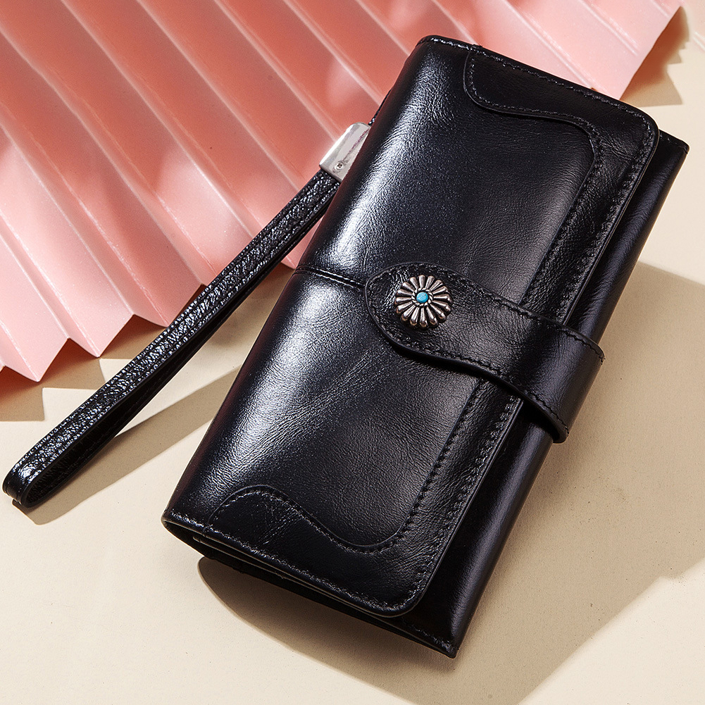 Clutch Bag RFID Anti-Magnetic Anti-Theft Brush Ladies Long Wallet Mobile Phone Bag Leather Wallet