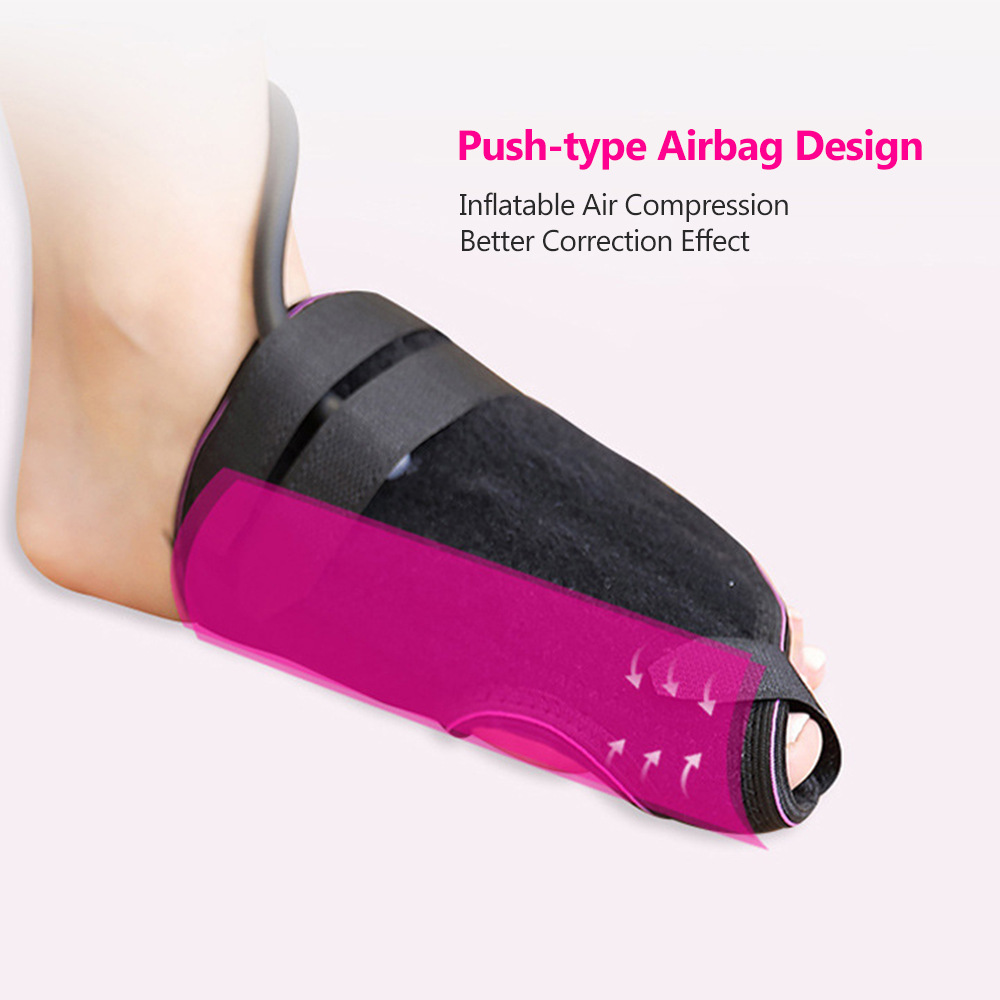 Close-up of single correction sling showing magenta airbag chamber with directional arrow graphics and push-pump inflation mechanism