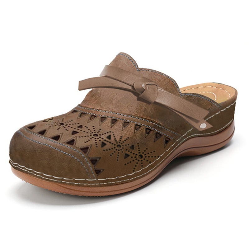 Women's Shoes Bow Hollow Toe Cap Flat Sandals Stimulant Slippers