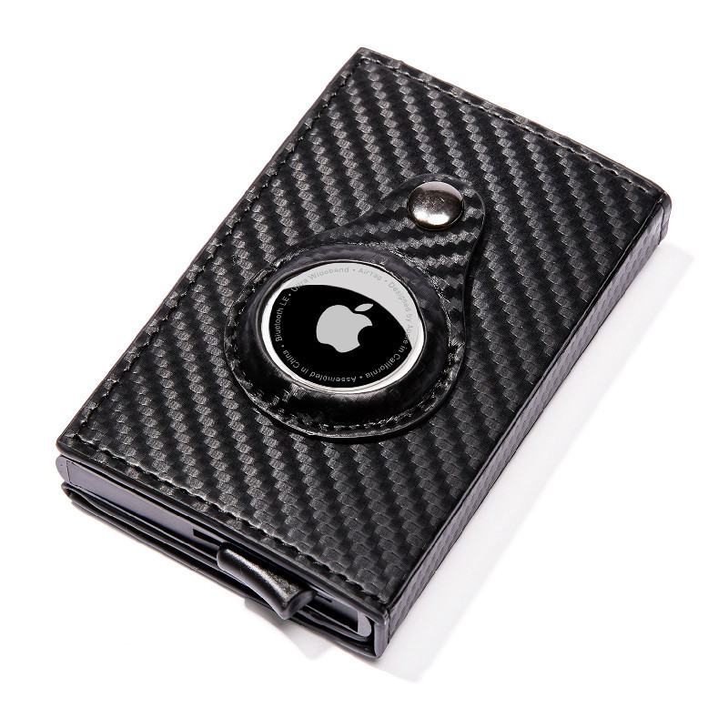 Carbon Fiber Pattern Magnetic Buckle Card Bag Airtag Tracker Multi-Function Card Bag Men's Wallet