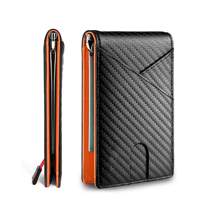 Carbon Fiber Dollar Clip Contrast Color Pull Leather Wallet Wallet Men's Banknote Clip