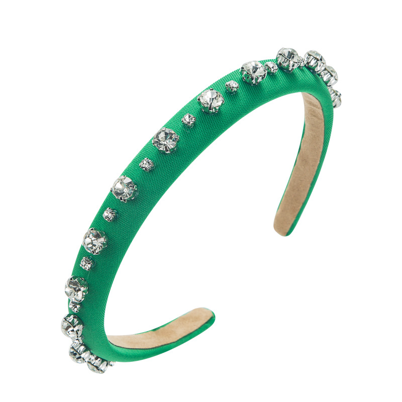 Close view of faceted rhinestone rows