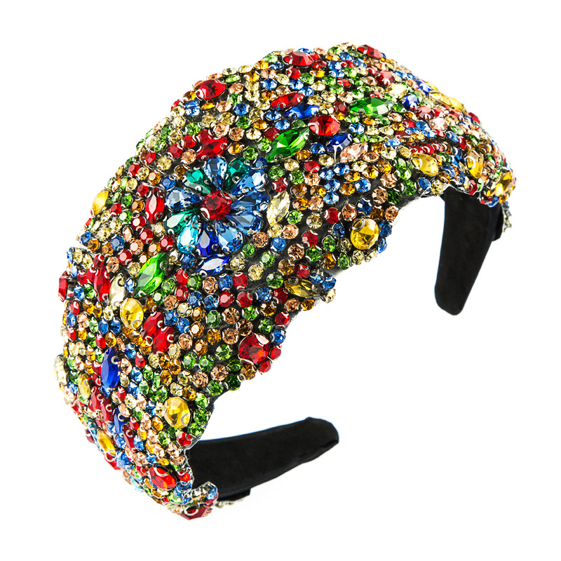 Sculptural full-size wide rhinestone headband