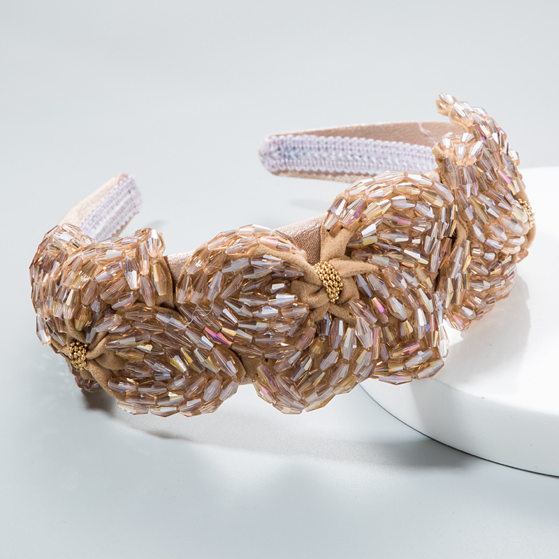 Champagne floral headband with dimensional crystal arrangement