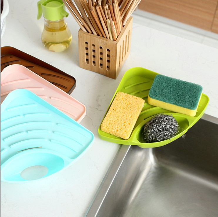 Kitchen Sink Multi-Function Triangular Storage Rack Multi-Purpose Dishwashing Sponge Drain Rack Storage Rack