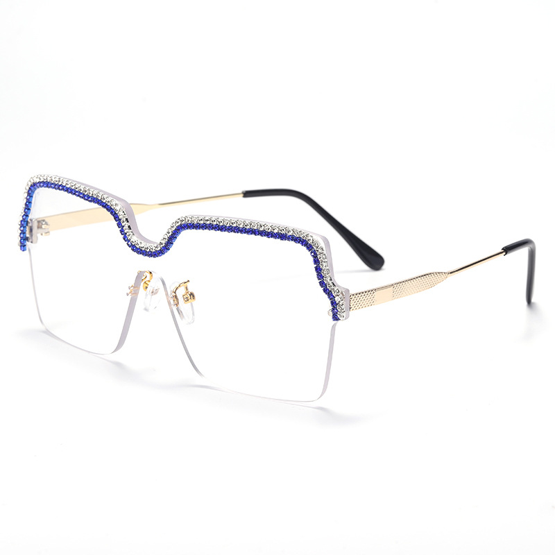 New Fashion Rimless Handmade Chain Sunglasses Ocean Sunglasses Metal Large Frame - Picture 9 of 10