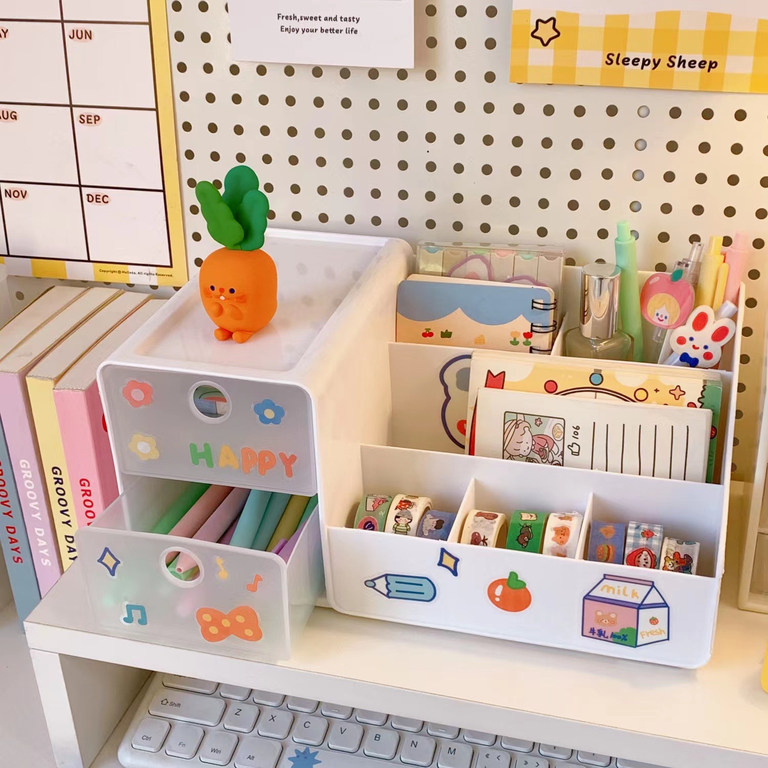 Japan And South Korea Cute Pink Girl Heart Desktop Trash Can Storage Little Fairy Beautiful Girl Desktop Storage Bucket Pen Holder Cute