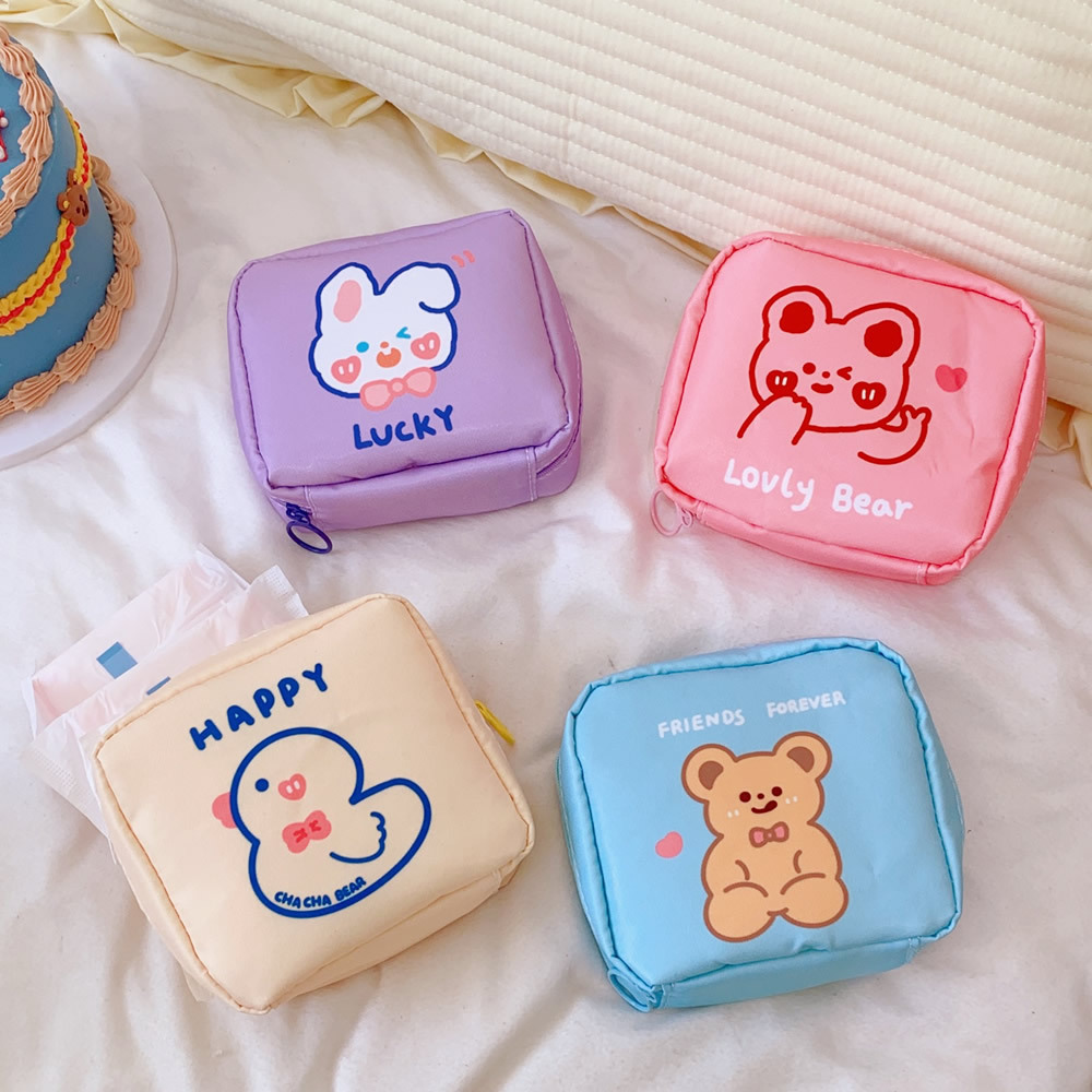 Ins Cute Sanitary Napkin Storage Bag Student Portable Large Capacity Aunt Towel Sanitary Napkin Monthly Bag