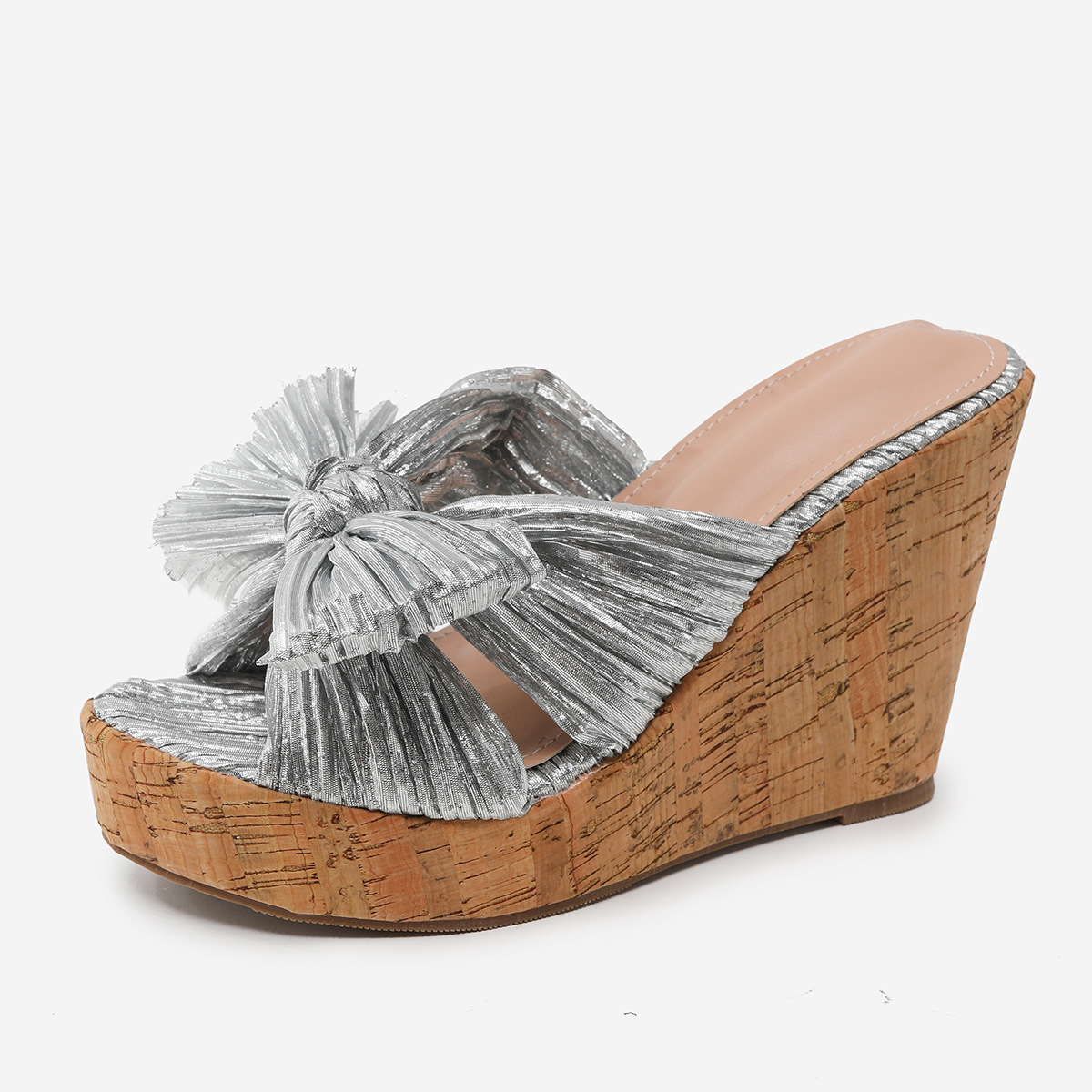 Wedge Heel Women's Shoes Bow Thick Bottom Girls Fish Mouth Sandals image 4