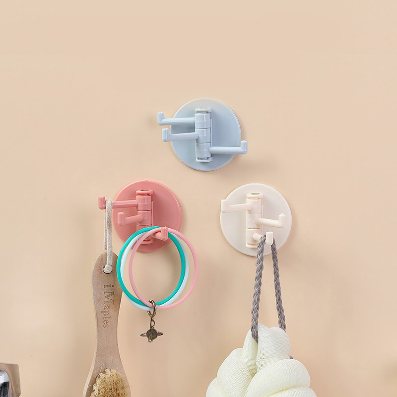 Rotating Hook Three Hooks Strong Viscose Towel Rack Bathroom Wall Rack Free Punching No Trace Sticky Hook