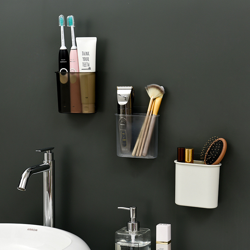 Wall-Mounted Bathroom Storage Box Toilet-Free Punch Toothbrush Toothpaste Sundries Storage Tube Traceless Paste