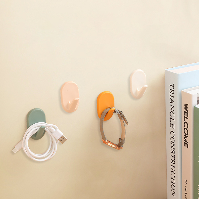 Creative Kitchen Seamless Single Hook Hook Bathroom No Punching Strong Sticky Hook Behind The Door Coat And Hat Storage Plastic Coat Hook