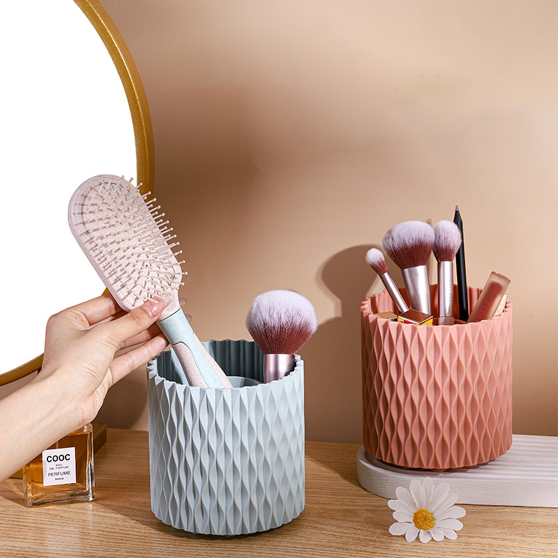360 Rotating Large Capacity Makeup Brush Bucket Portable Brush Storage Box Lipstick Eyebrow Pencil Eye Shadow Brush Dust-Proof Pen Holder
