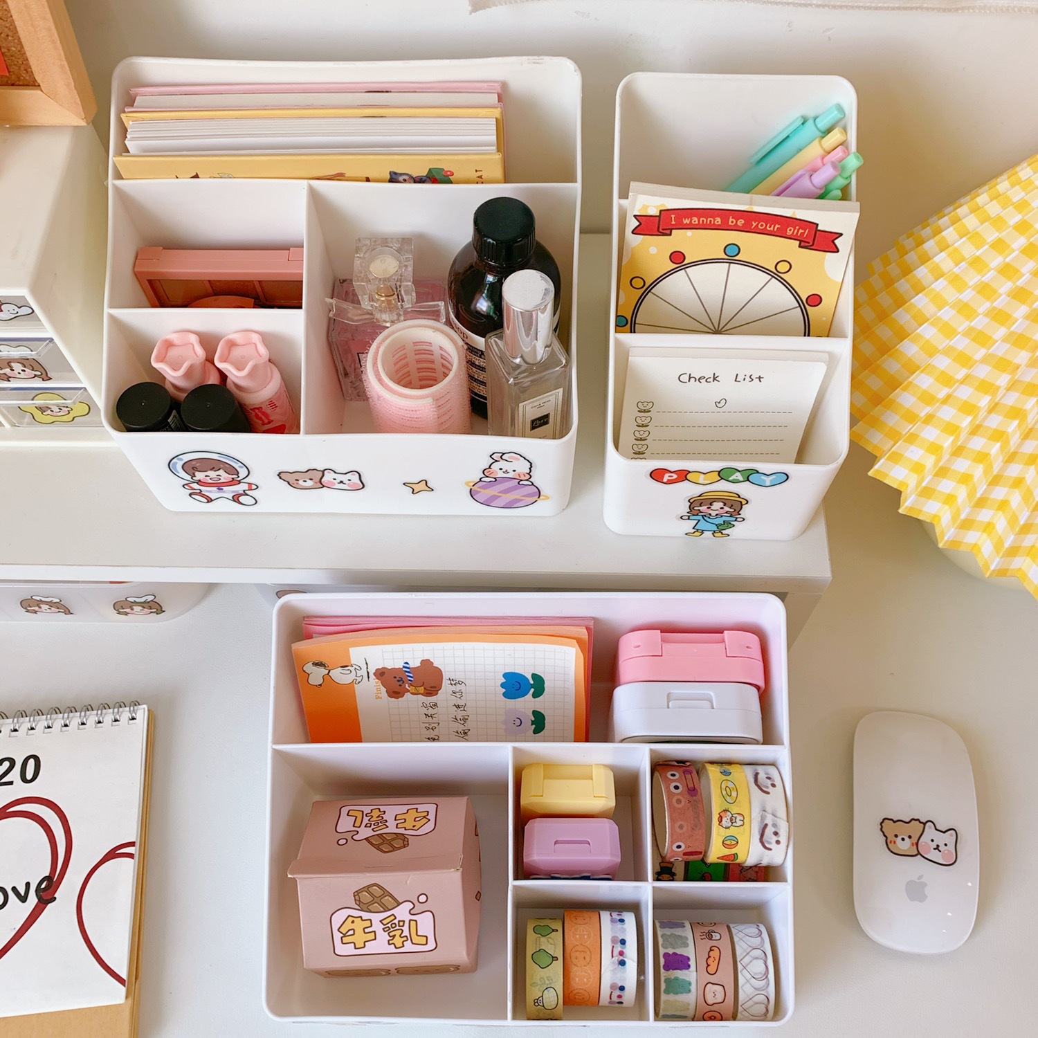 Ins Net Red White Desktop Storage Box Student Dormitory Cosmetic Finishing Box Cotton Swab Makeup Cotton Socks Storage