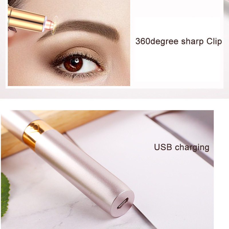 Close-up eyebrow trimming with rounded protective head