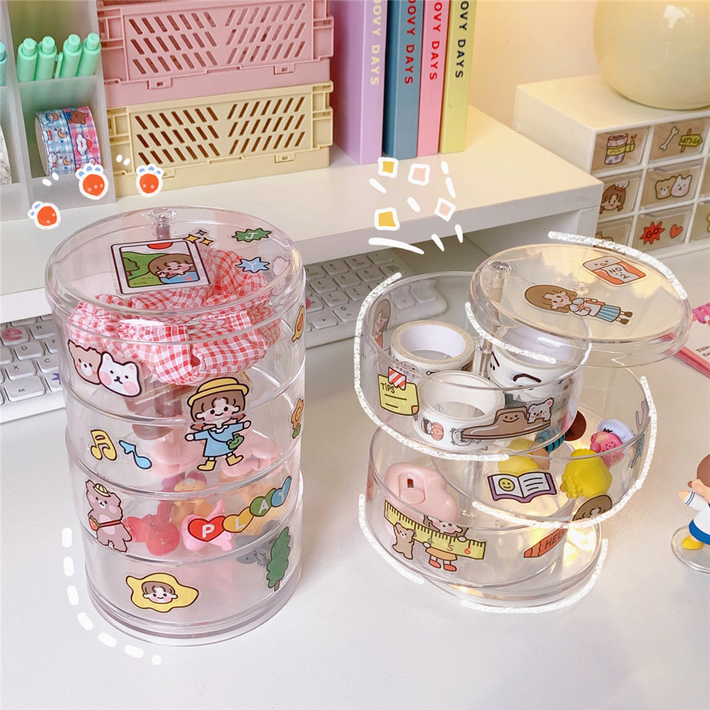 Ins Transparent Multi-Layer Rotating Storage Box Cosmetic Jewelry Desktop Storage Box Dust-Proof Jewelry Storage Rack