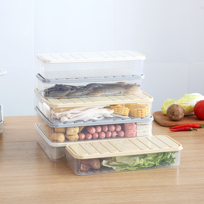 Kitchen Square Refrigerator Crisper Box Household Plastic Food Sealed Frozen Dumplings Vegetable Box Food Storage Box