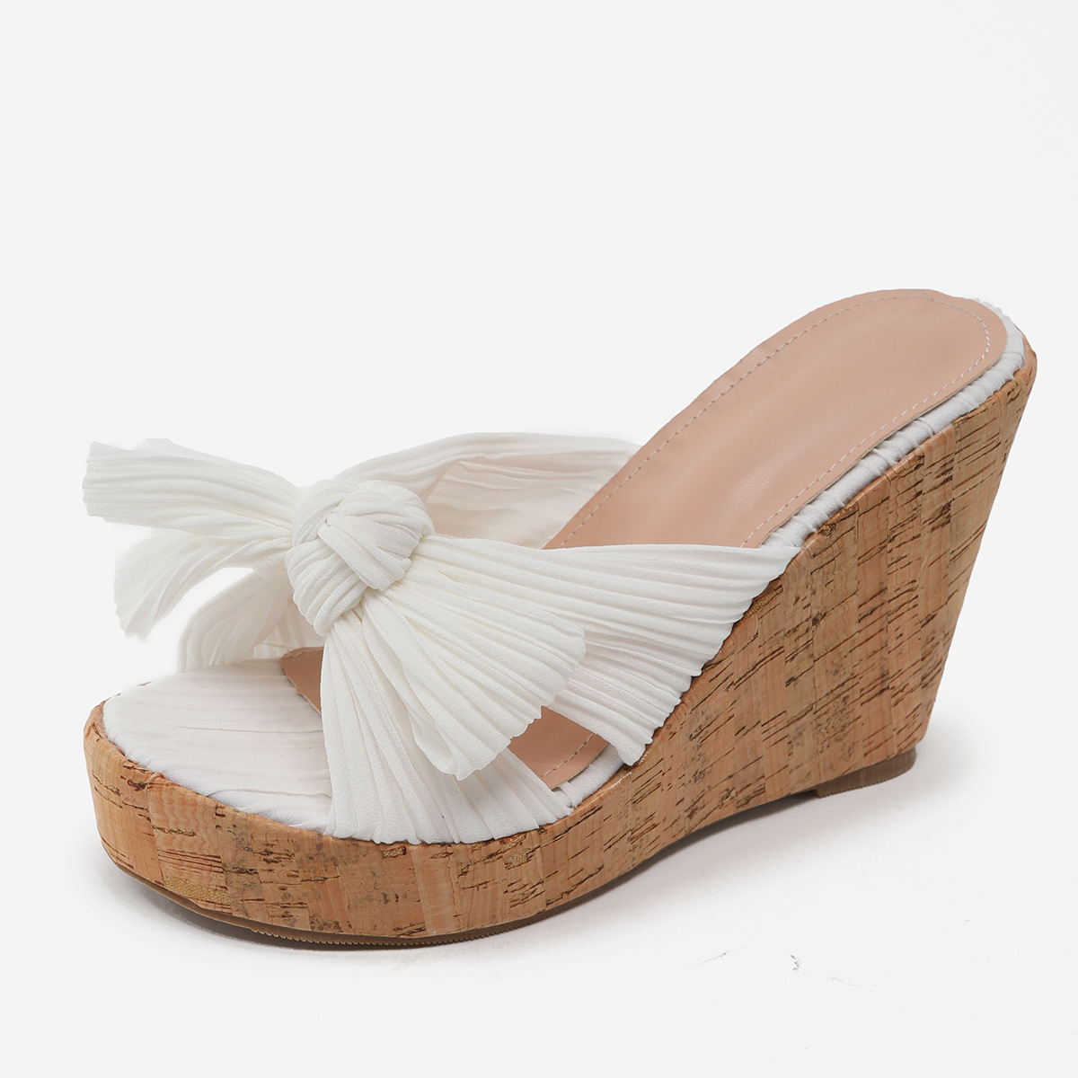 Wedge Heel Women's Shoes Bow Thick Bottom Girls Fish Mouth Sandals image 7