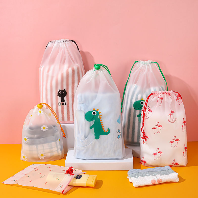 Drawstring Pocket Travel Packing Shoes Storage Drawstring Face Towel Bag Plastic PE Scrub Cute Packaging Bag