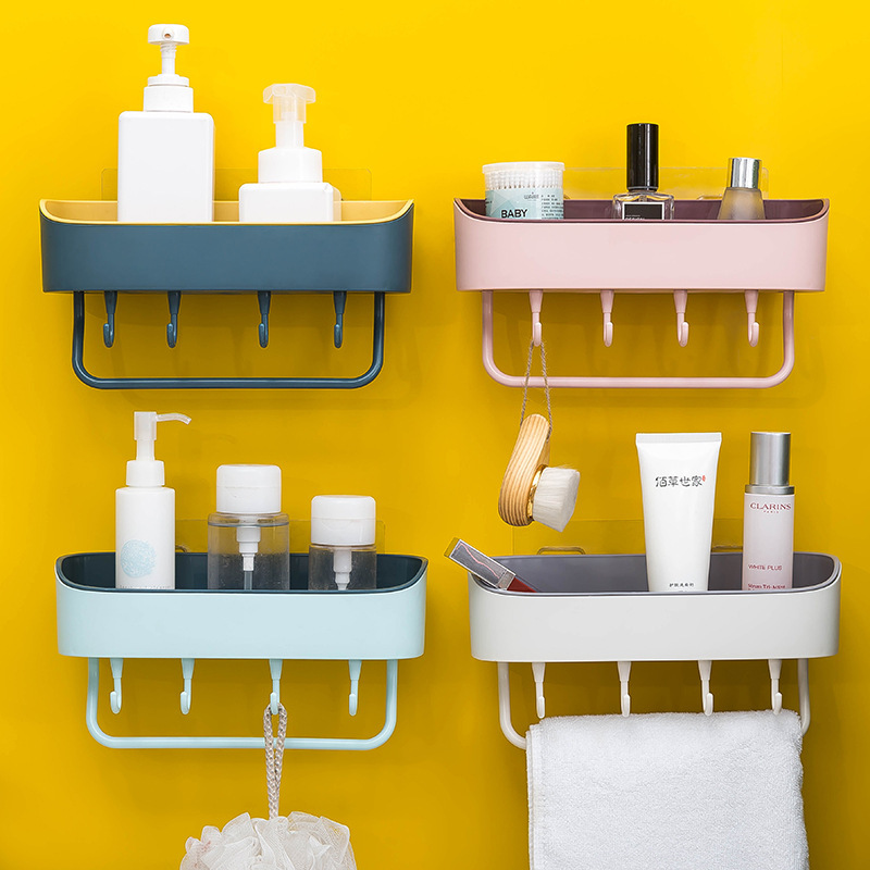 European Style Simple Punch Free Bathroom Wall-Mounted Rack Toilet Multi-Functional Kitchen Plastic Storage Rack