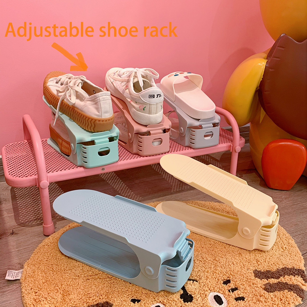 Simple Modern Shoe Rack Shoe Storage Rack Double-Layer Integrated Adjustable Home Dormitory Living Room Plastic Shoe Bracket
