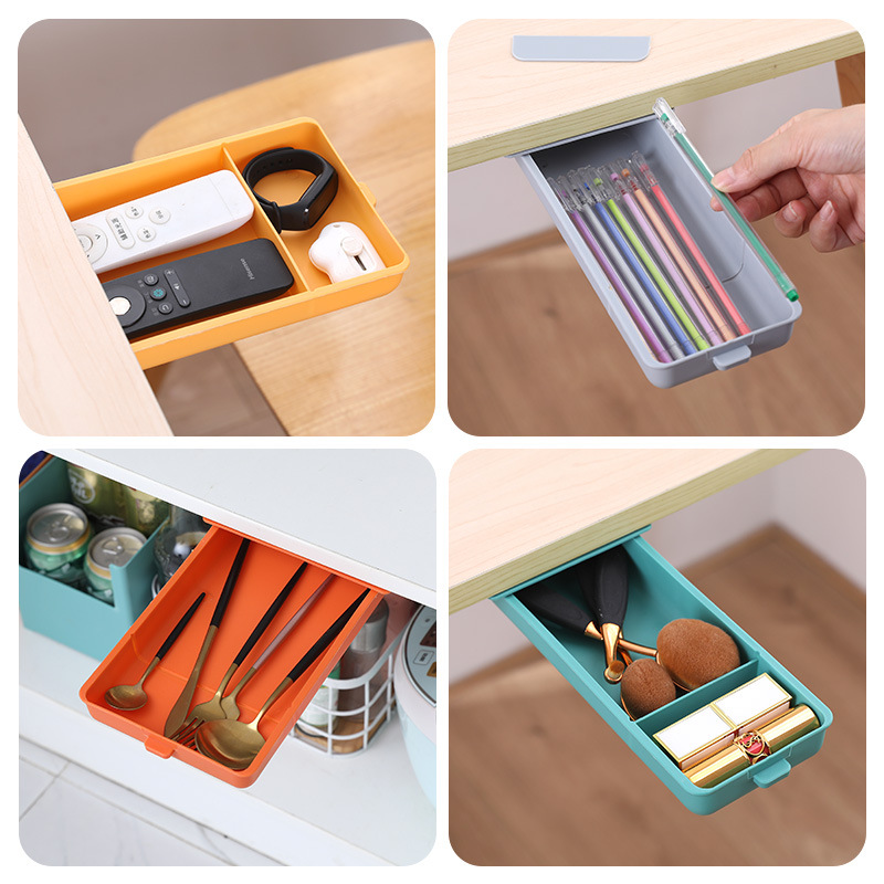 With Handle Hidden Drawer Pen Box Office Table Bottom Paste Storage Box Simple Large-Capacity Student Stationery Box
