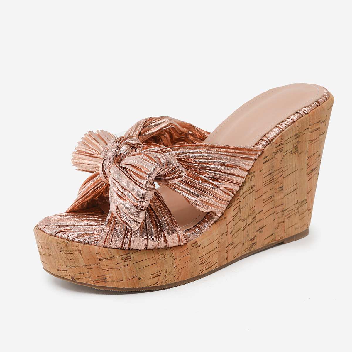 Wedge Heel Women's Shoes Bow Thick Bottom Girls Fish Mouth Sandals