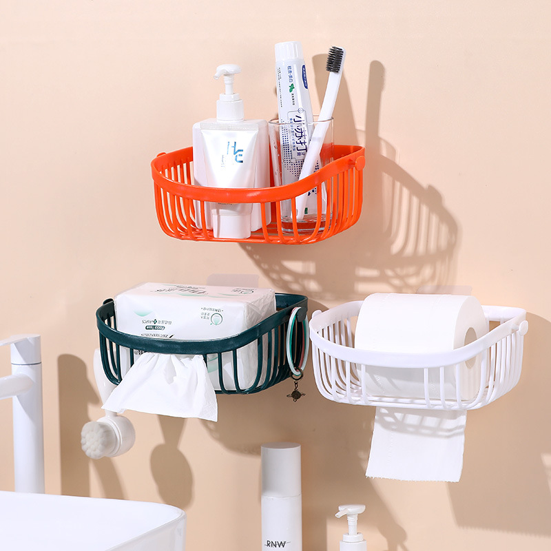 Toilet Tissue Box Toilet Punch-Free Rack Toilet Paper Tissue Rack Roll Drawer Paper Box Toilet Wall-Mounted