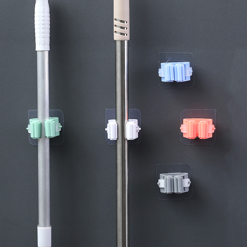 Mop Hook Wall Buckle Free Punch Broom Storage Artifact Strong Viscose Bathroom Fixed Hanger Mop Clip