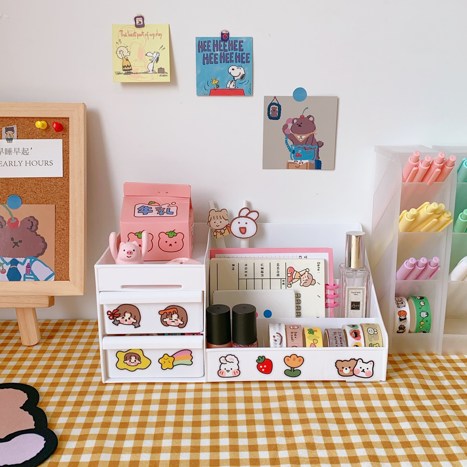 Ins Net Red Unprinted Wind Drawer Type Multi-Grid Desktop Storage Box Student Dormitory Cosmetics Sundries Finishing Box