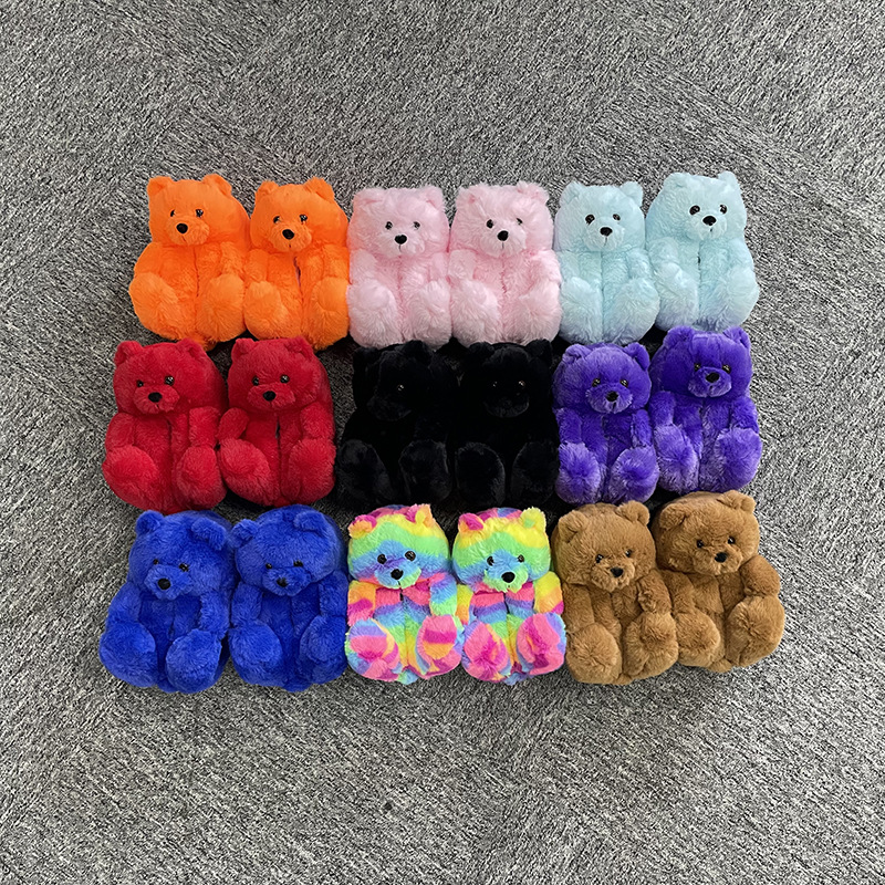 Teddy Bear Slippers Floor Home Plush Thick Cotton Warm Shoes image 23