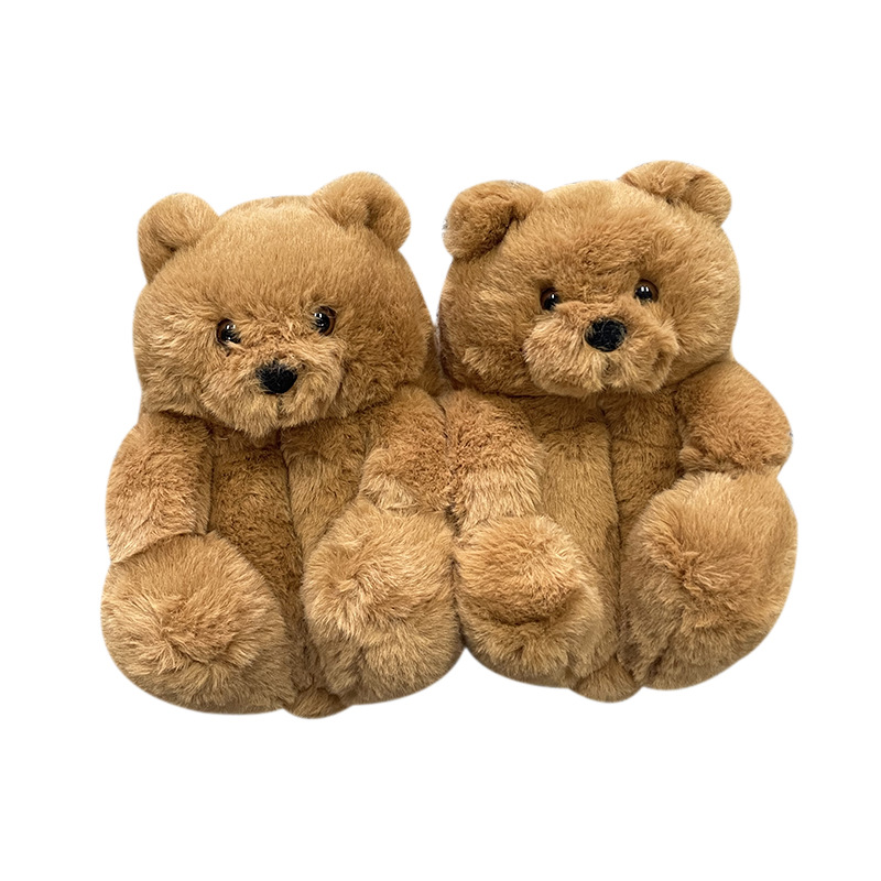 Teddy Bear Slippers Floor Home Plush Thick Cotton Warm Shoes image 18