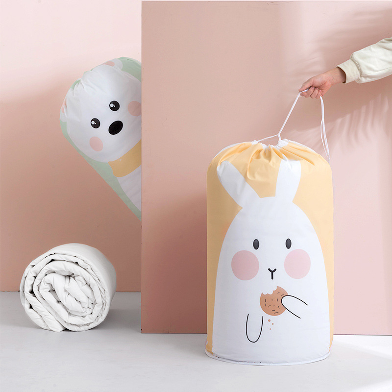 New Peva Cylindrical Beam Mouth Quilt Bag Waterproof Printing Quilt Storage Bag Clothing Finishing Dust Bag