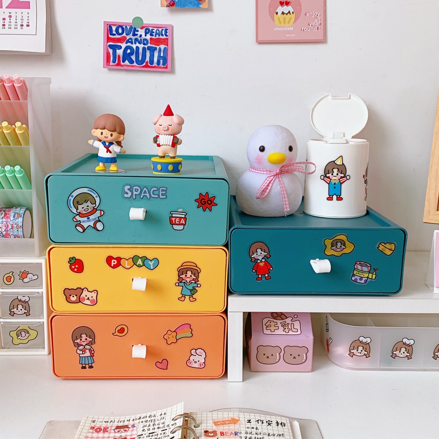 Korean Version Of Morandi Color Desktop Storage Box Multi-Layer Drawer Rack Large-Capacity Cosmetic Storage Box New Combination
