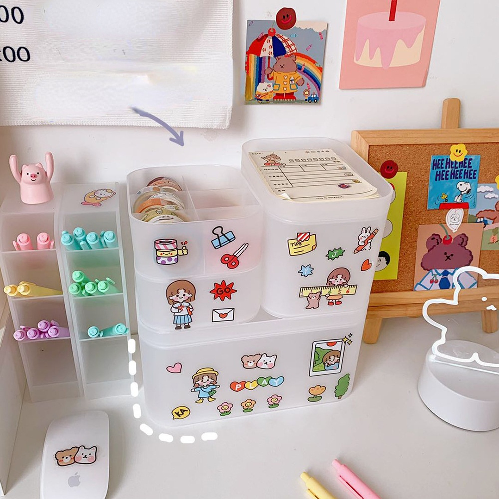 Korean Style Ins Style Desktop Net Red Cosmetic Storage Box Frosted Transparent Student Dormitory Rack Finishing Box Female