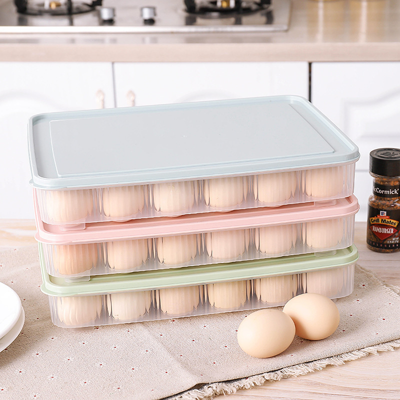 Refrigerator Egg Storage Preservation Box 24 Grid Egg Grid Egg Tray Kitchen With Cover Dustproof Food Storage Box
