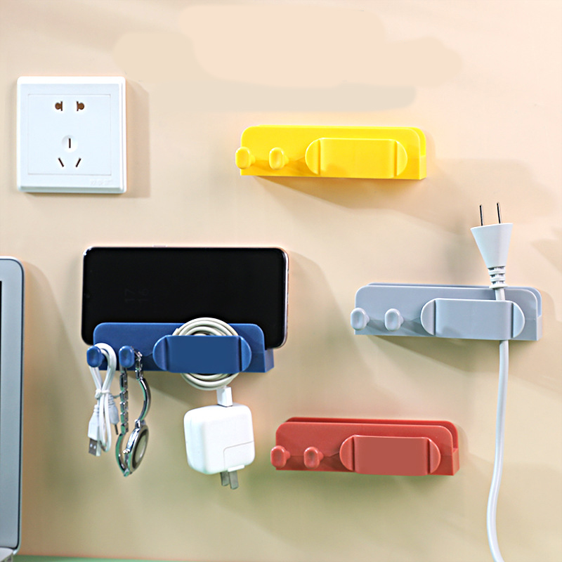 Wall Mobile Phone Charging Plug Holder Sticky Hook Wire Organizer Wire Storage Holder Clip-Free Punch-Free Wire Fixer