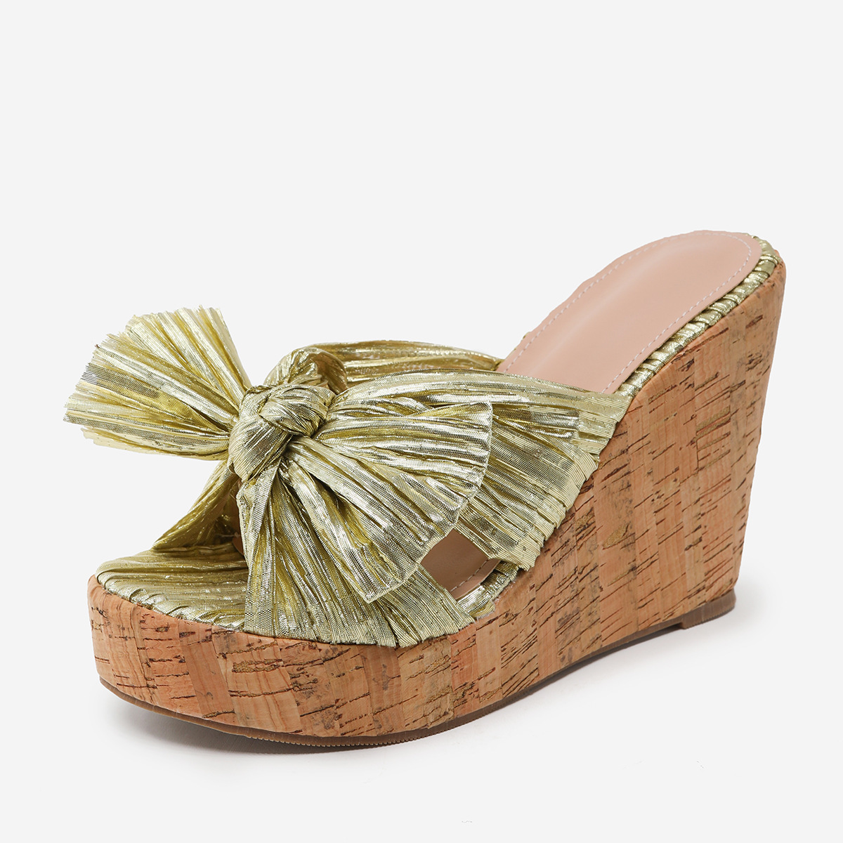 Wedge Heel Women's Shoes Bow Thick Bottom Girls Fish Mouth Sandals image 3