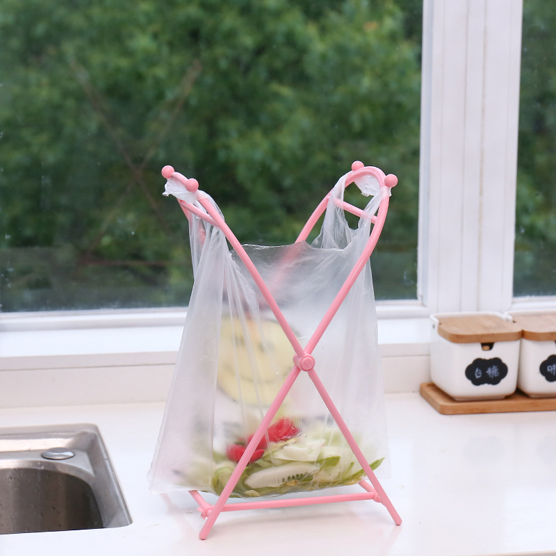 Convenient Support Rack Simple Foldable Garbage Bag Hanger Tote Bag Bracket Kitchen Floor Garbage Rack Storage Rack