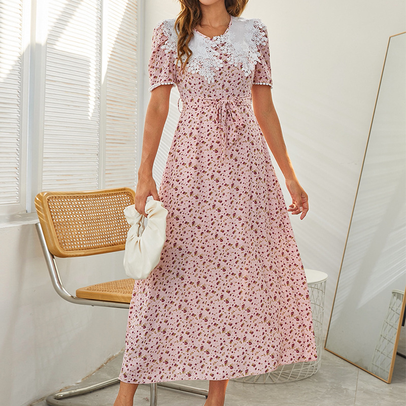 Women's Southeast Asian Floral Dress Douyin Literary Retro Waist Thin Western-style Women's Skirt