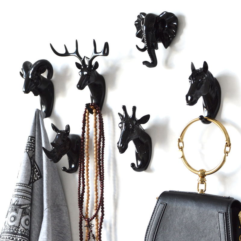 Door Hook Wall Hanging Wall Entrance Door Key Rack Hanger Home Creative Antler Art Punch-Free