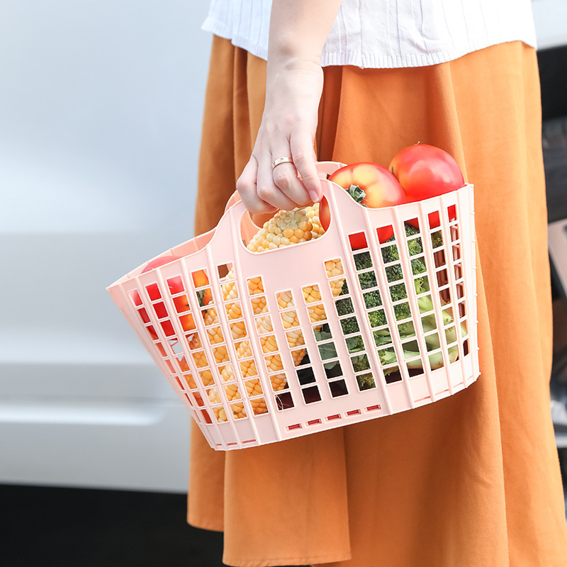 Bathroom Foldable Dirty Clothes Storage Basket Portable Shopping Hollow Portable Storage Basket Sundries and Snacks Storage Basket