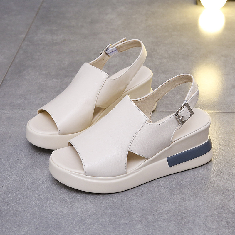 Muffin Thick Bottom Wedge Sandals Women's Summer Wear Back Empty Buckle Sandals And Slippers High-Heeled Sandals