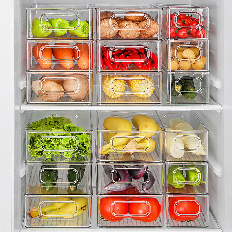 PET Refrigerator Storage Box Portable Portable Fruit And Vegetable Freezer Storage Box Drawer Type Kitchen Beverage Storage Box