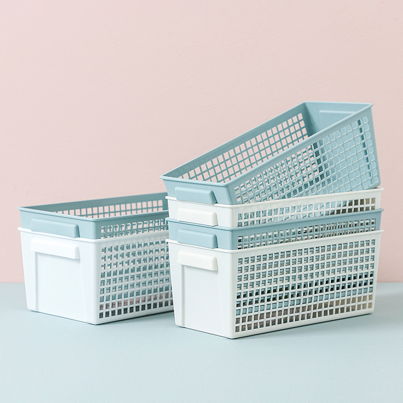 Desktop Snack Storage Basket Hollow Storage Basket Portable Rectangular Plastic Box Storage Sundries Box Basket